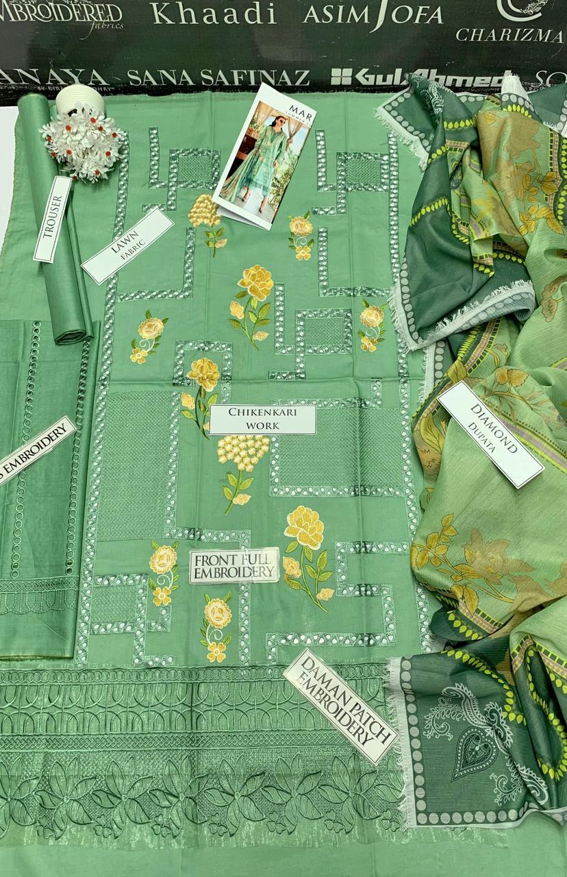 Women's Unstitched Embroidered Suit