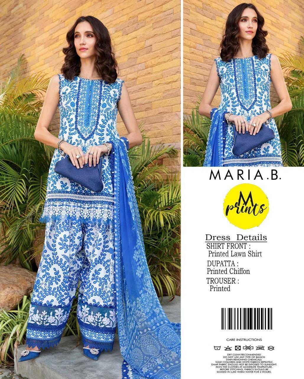 Maria B 3PC Blue Lawn – M Prints