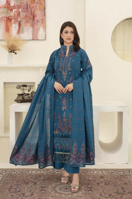 3 Pcs Women's Unstitched Embroidered Suit