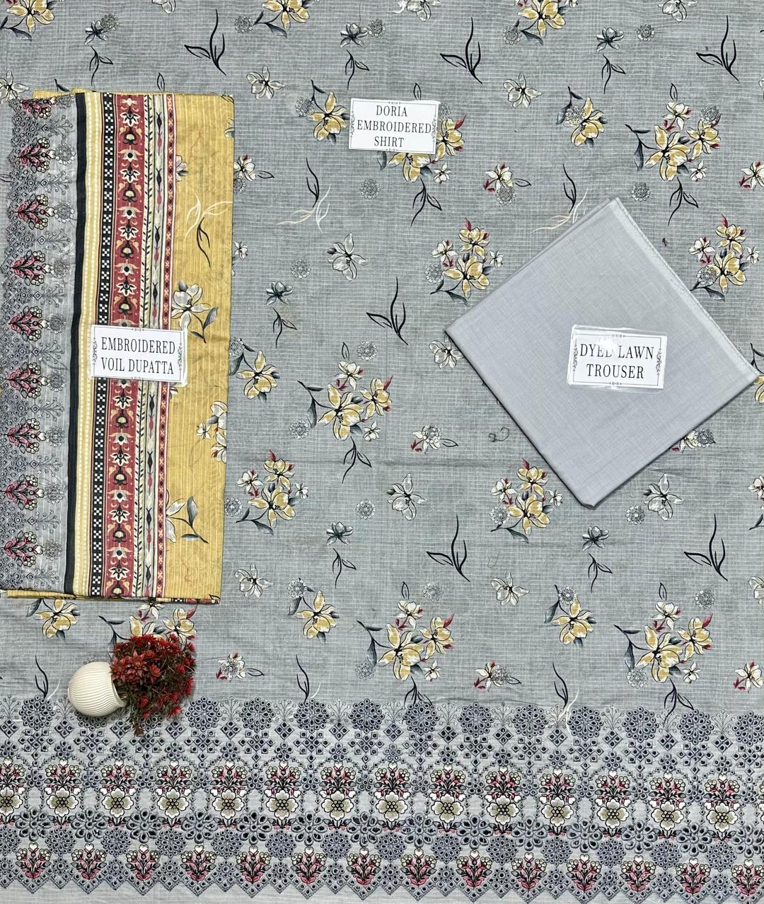 Women's Unstitched Printed Embroidered Suit