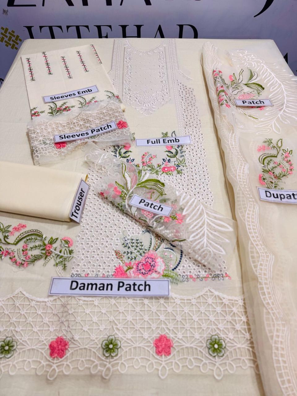 Women's Unstitched Embroidered Suit