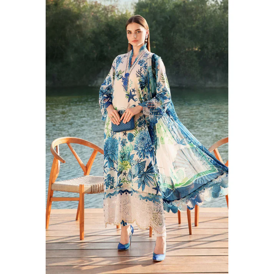 Maria B 3PC BLUE Lawn – M Prints
