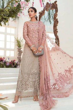 Embroidered Chiffon Suit in Soft Pink Unstitched