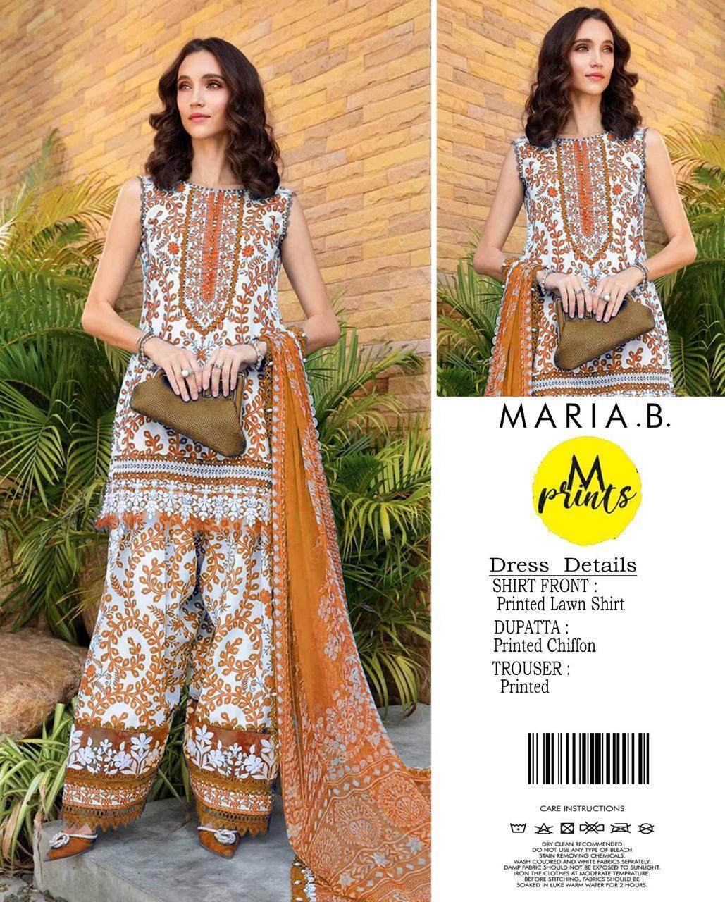 Maria B – M Prints (3PC Lawn) Orange
