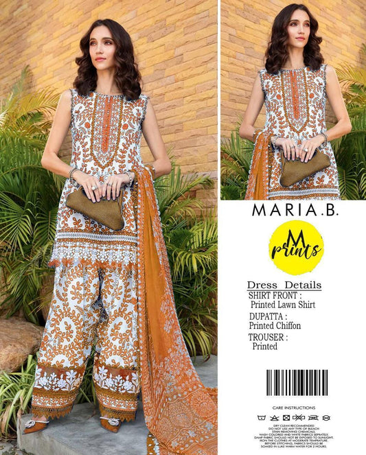 Maria B – M Prints (3PC Lawn) Orange