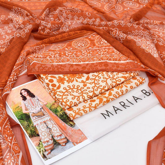 Maria B – M Prints (3PC Lawn) Orange
