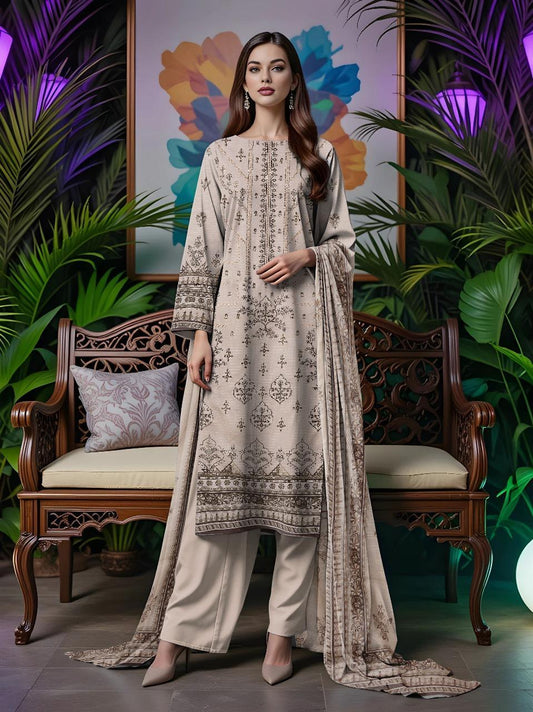 Women's Unstitched Printed Embroidered Suit