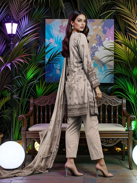 Women's Unstitched Printed Embroidered Suit