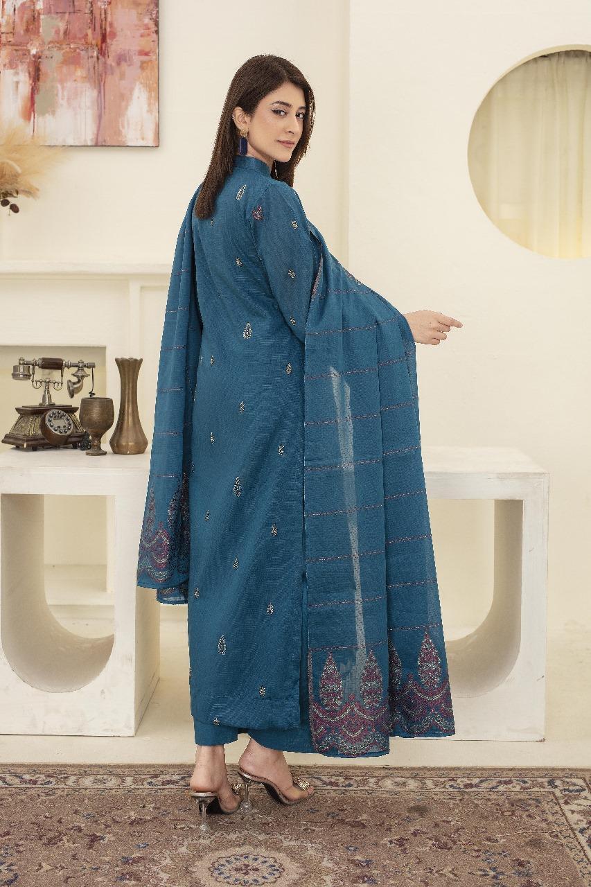 3 Pcs Women's Unstitched Embroidered Suit