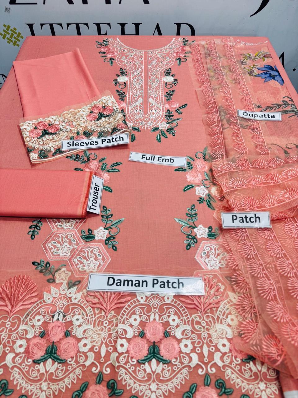 Women's Unstitched Embroidered Suit