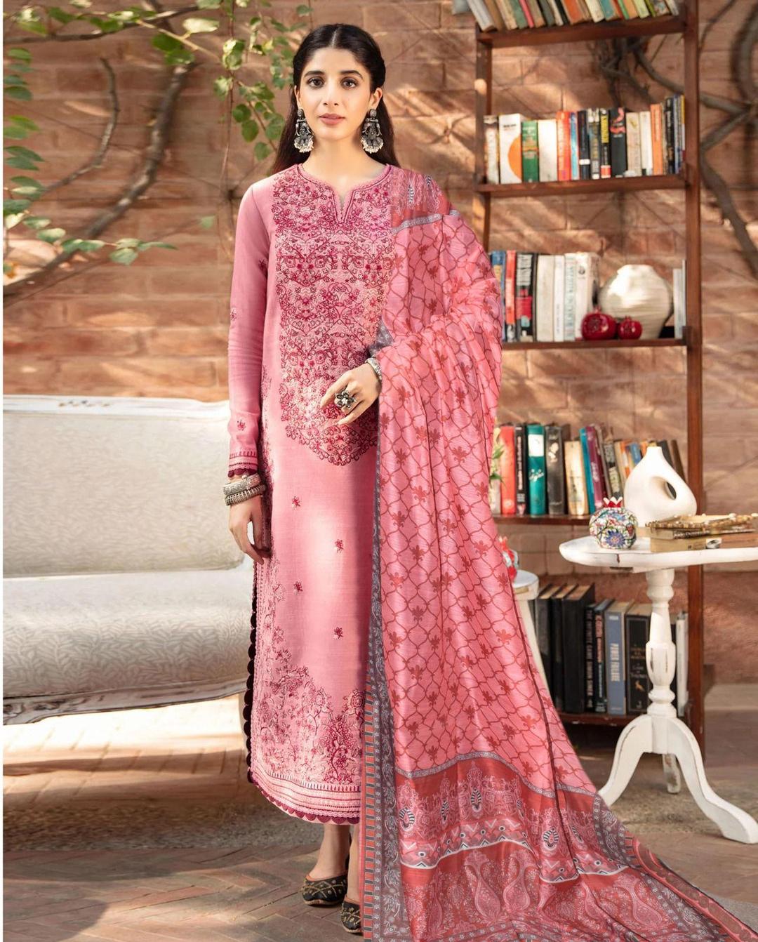 Women's Unstitched Lawn Embroidered Suit