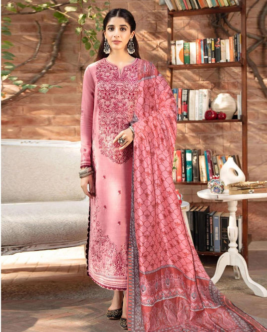 Women's Unstitched Lawn Embroidered Suit