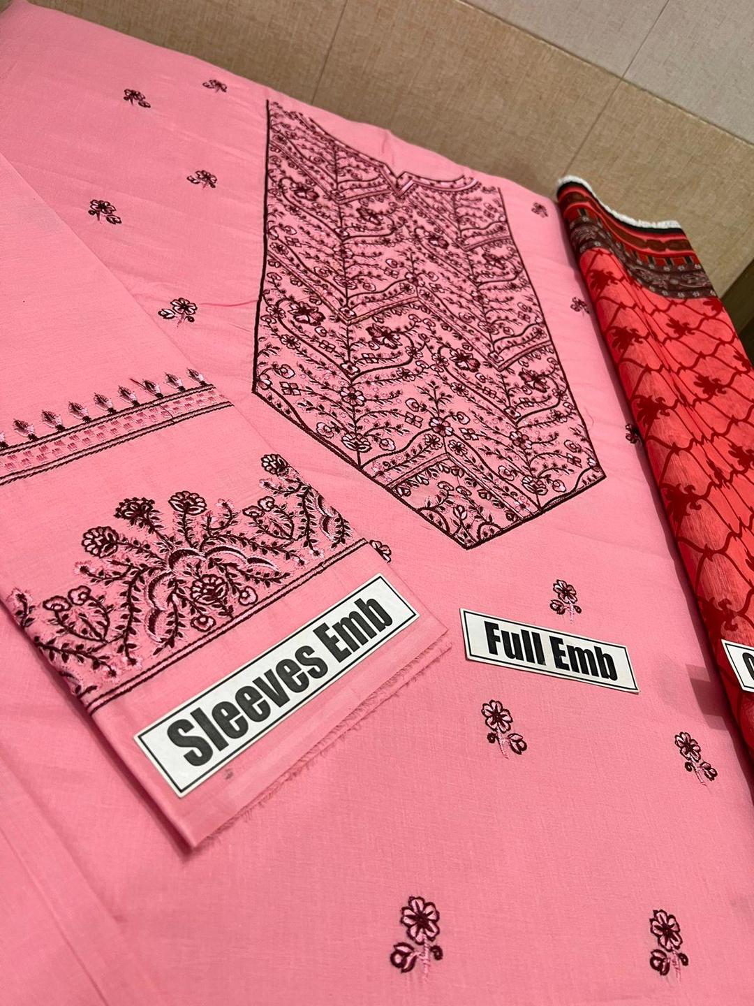 Women's Unstitched Lawn Embroidered Suit