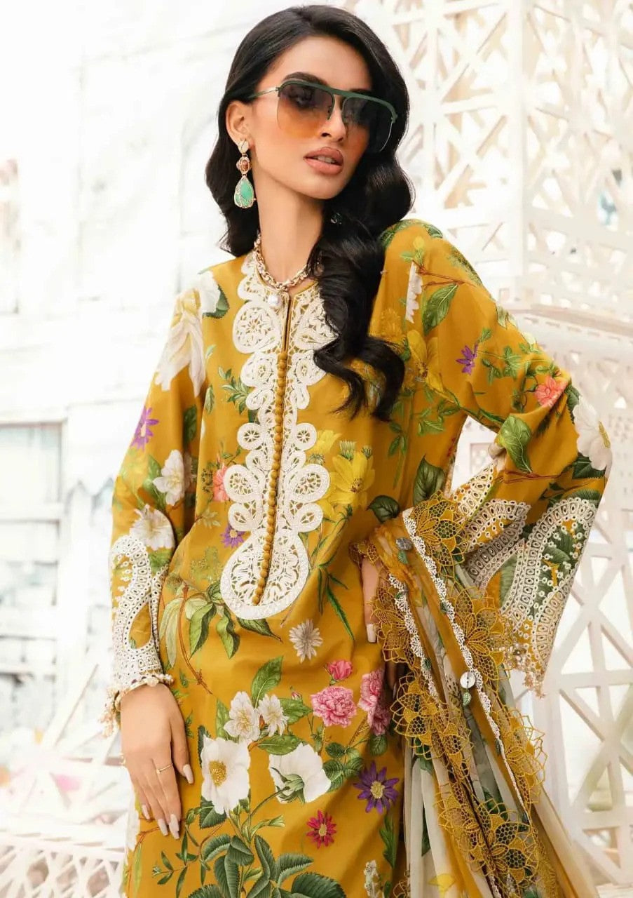 Maria B 3PC Yellow Lawn – M Prints