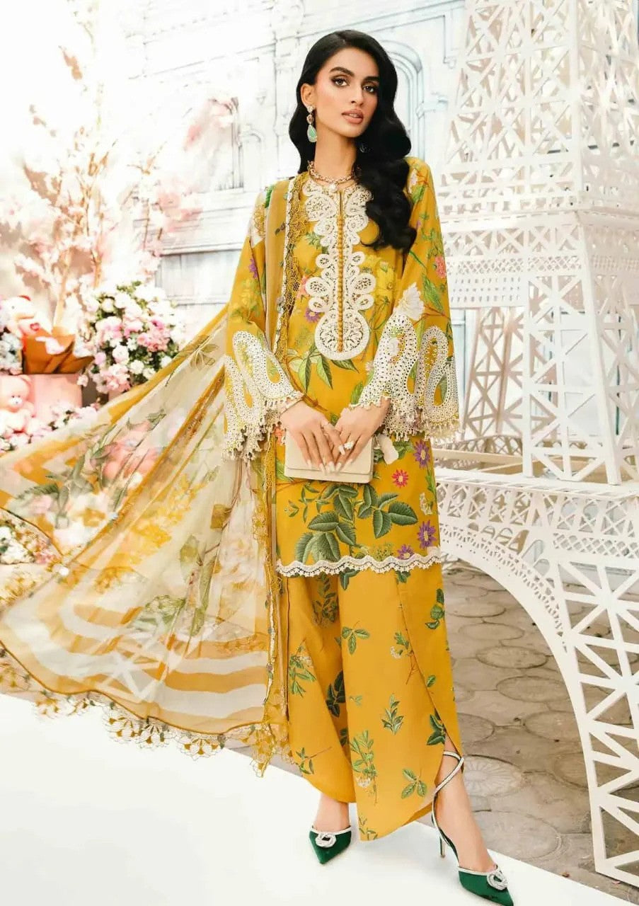 Maria B 3PC Yellow Lawn – M Prints