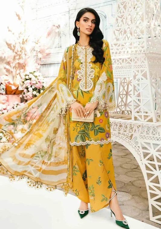 Maria B 3PC Yellow Lawn – M Prints