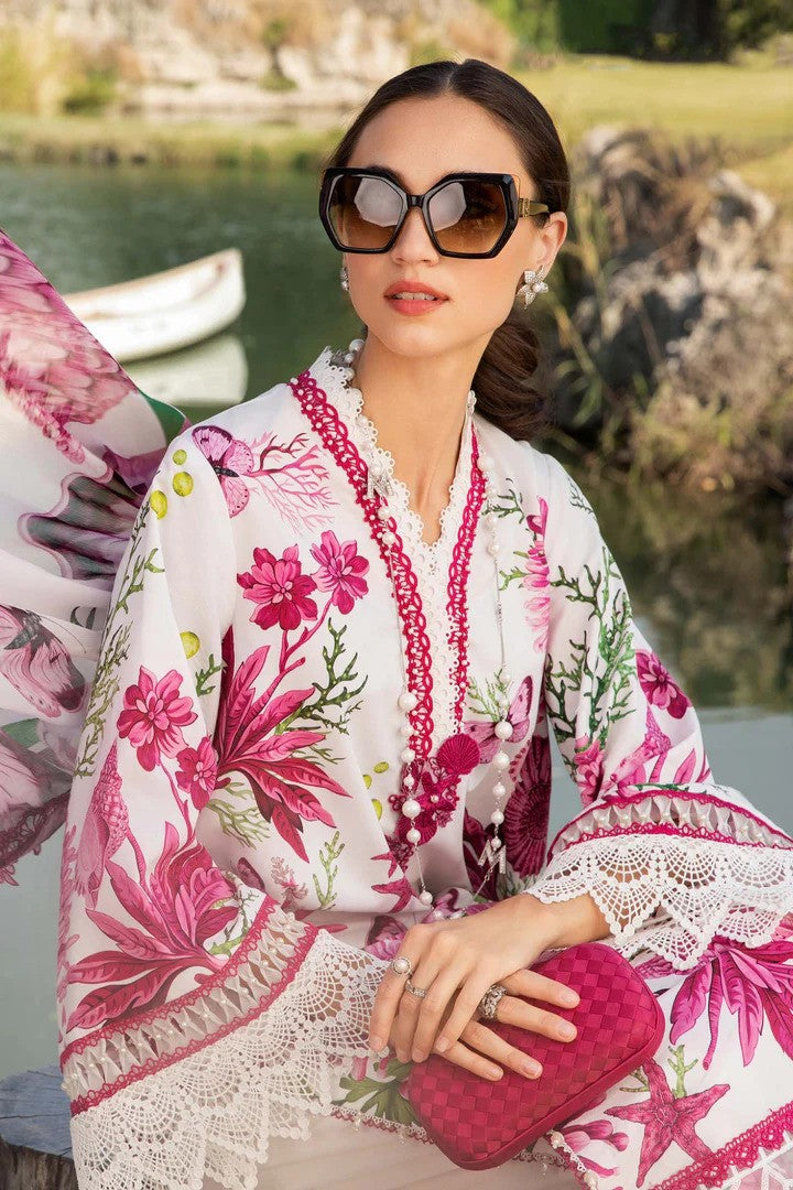 Maria B 3PC Pink  Lawn – M Prints