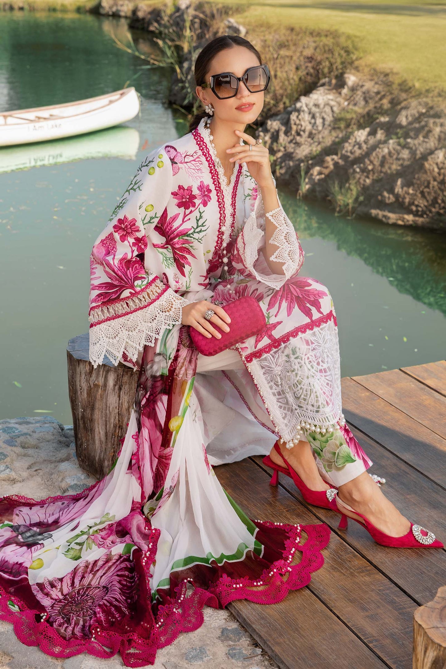 Maria B 3PC Pink  Lawn – M Prints